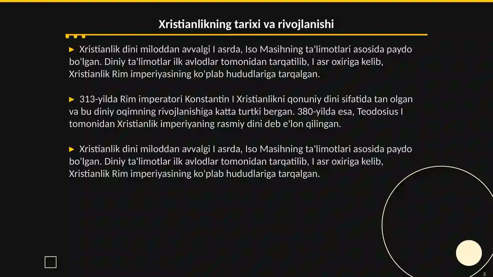 Xristianlik dini oqimlari. Dinshunoslik 3