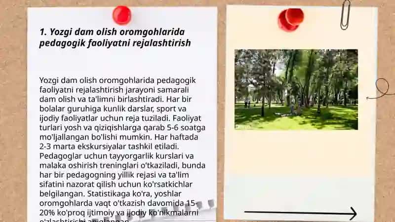 Yozgi dam olish oromgohlarida pedagogik faoliyatni tashkil etish 3