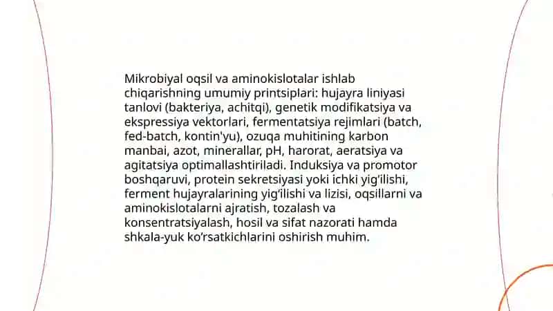 Bakteriya va achitqilardan oqsillar va aminakislatalar ishlab chiqarish 3