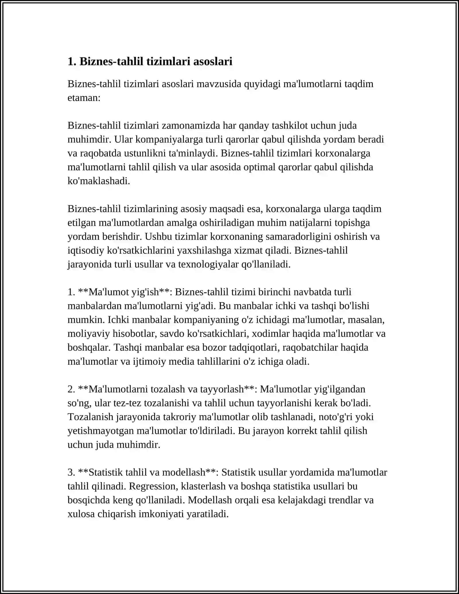 IQTISODIY AXBOROTLARNI QAYTA ISHLASH JARAYONIDA BIZNES-TAHLIL QILISH TIZIMLARIDAN FOYDALANISH 3