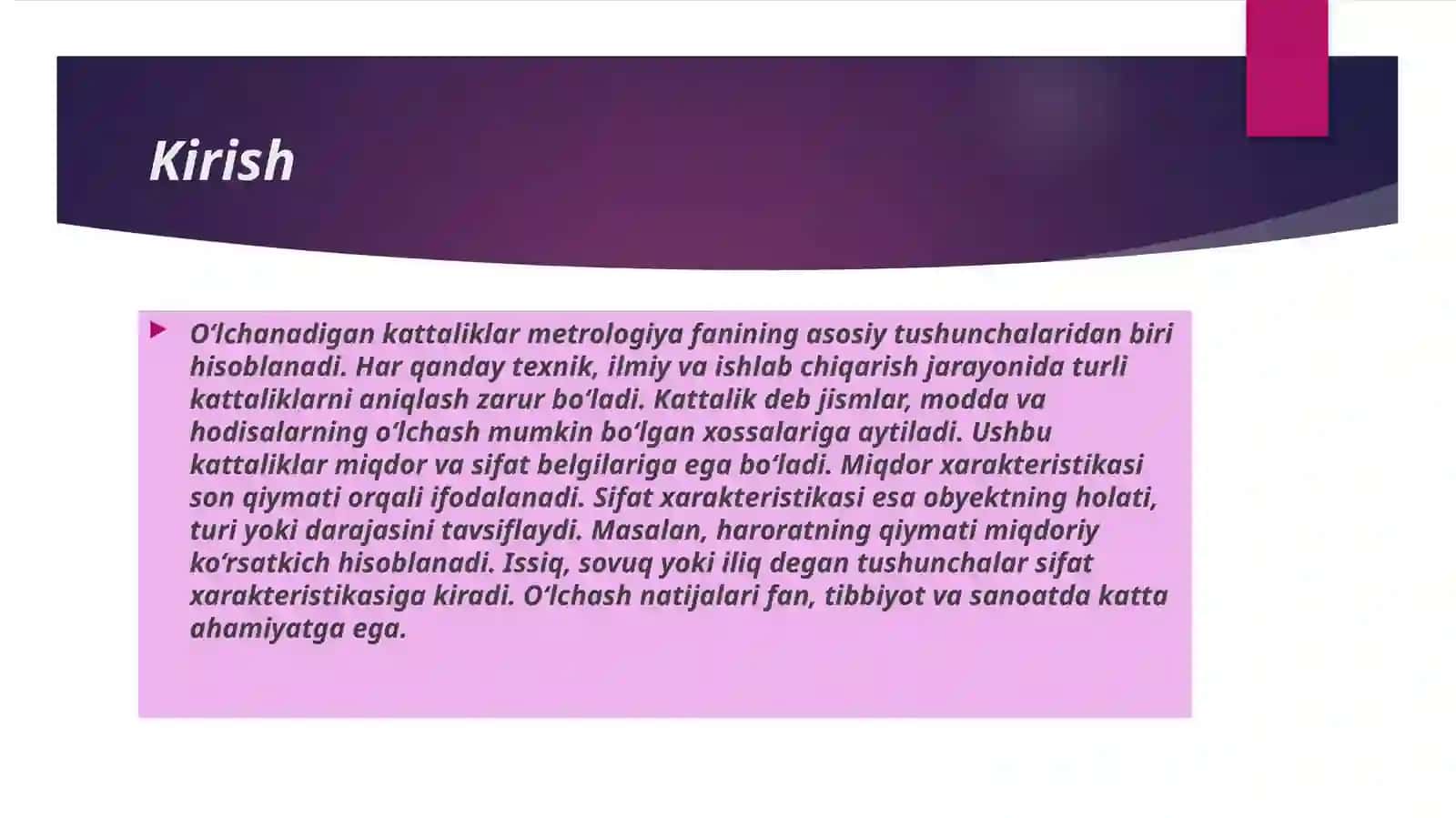 O‘LCHANADIGAN KATTALIKLARNING MIQDOR VA SIFAT XARAKTERISTIKALARI 3