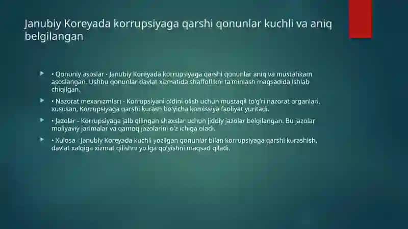 Korrupsiyaga qarshi kurash bo’yicha Janubiy Koreya, Yaponiya, Xitoy, Singapur va Qozog'iston tajribasi 3