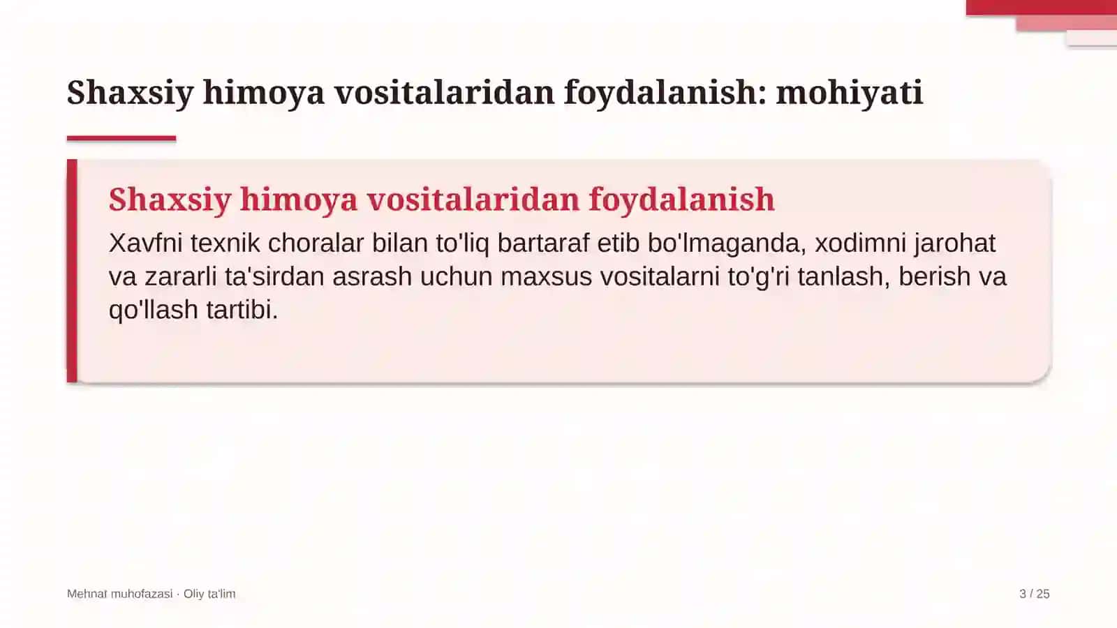 Avtomobil transportida shaxsiy himoya vositalaridan foydalanish 3