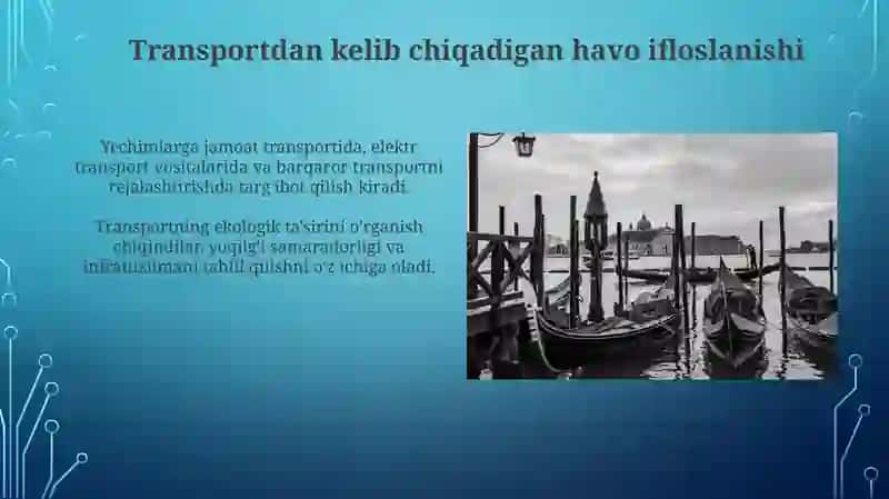 Transportda ekalogiya muammolar va ularni yechimlarini urganish 3