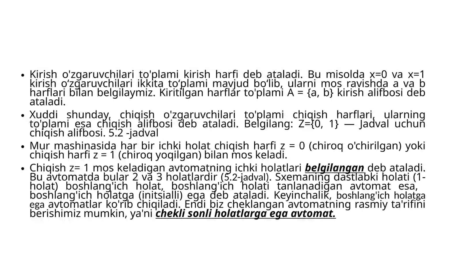 Mavhum(Abstrakt)chekliavtomatta'rifi 3