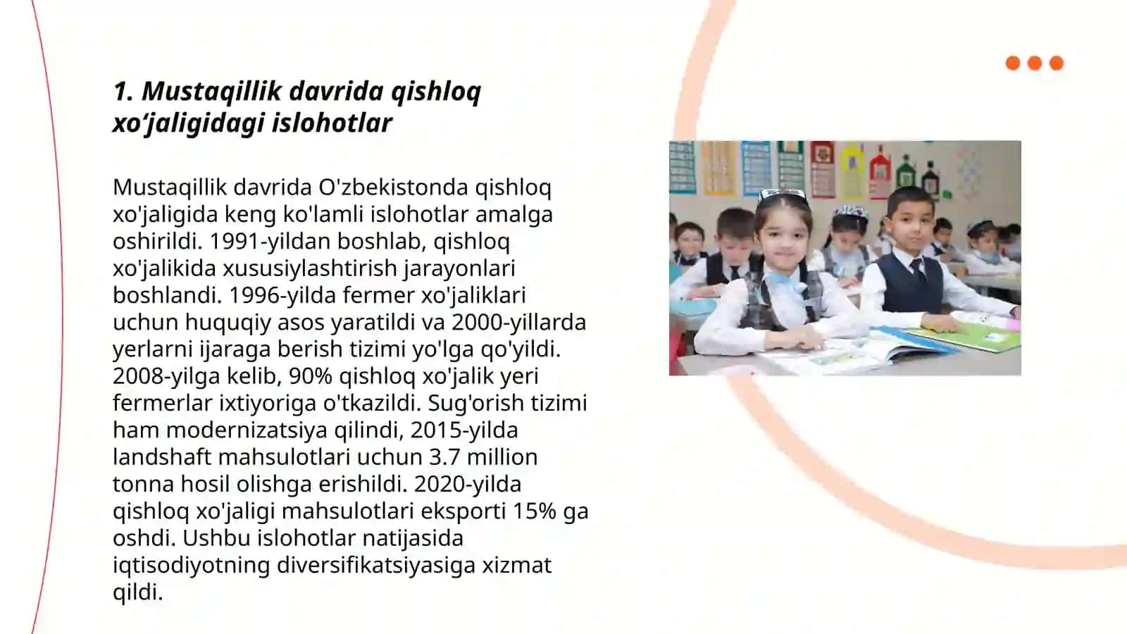 Mustaqil yillarda Qishloq xoʻjaligi va sanoat sohasida oʻzgarishlar 3