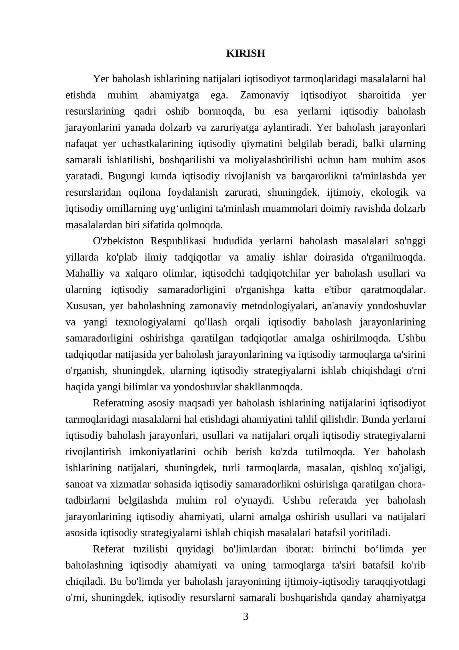 Yer baholash ishlarining natijalari iqtisodiyot tarmoqlaridagi masalalarni hal etishdagi ahamiyati 3