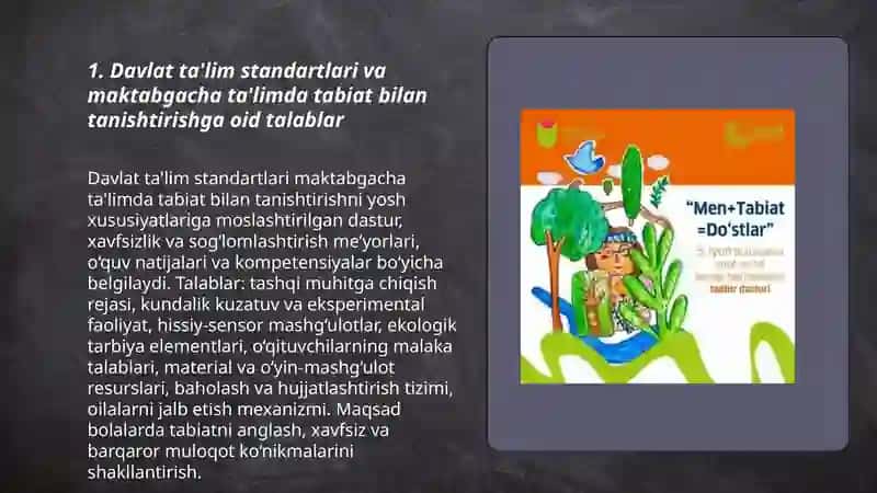 Maktabgacha yoshdagi bolalarni tabiat bilan tanishtirish bo'yicha davlat talablari 3