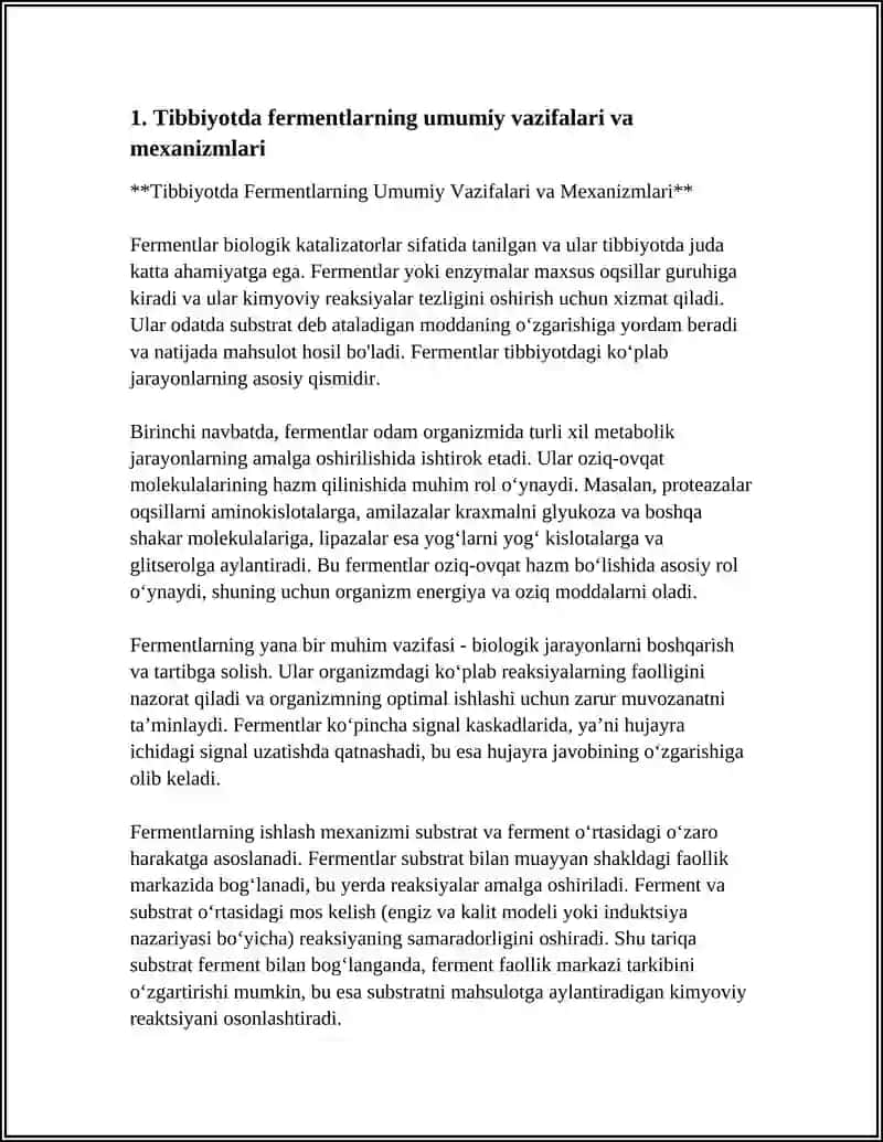 TIBBIYOTDA FERMENTLARNING QO'LLANILISHI 3