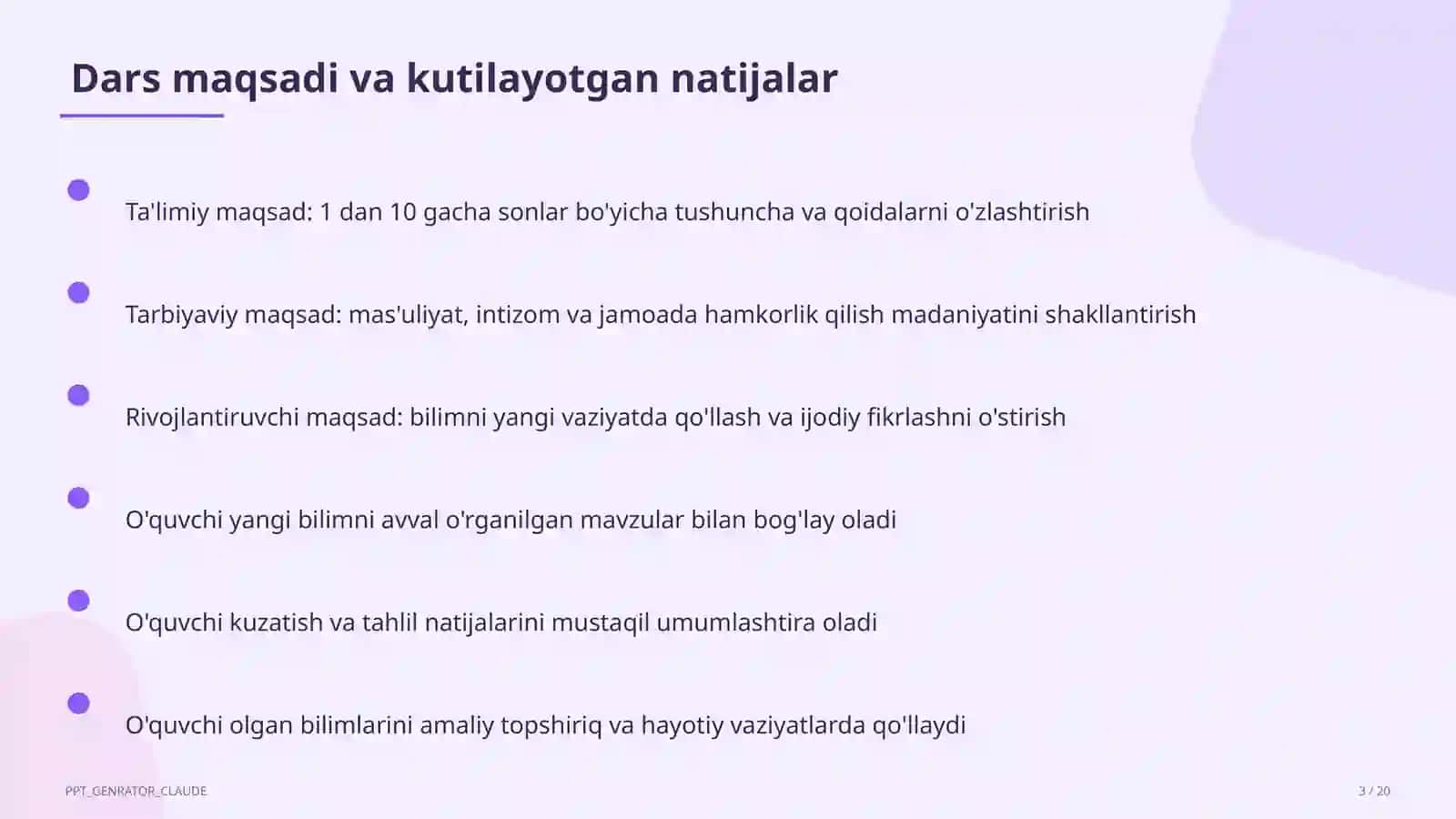 Boshlang'ich sinf: Matematika (1–4) — o'quvchilar uchun 3