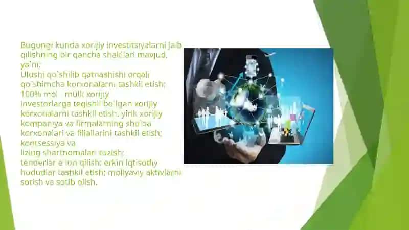 Iqtisodiyotni rivojlantirishda  xorijiy investitsiyalarning roli va ahamiyati 3