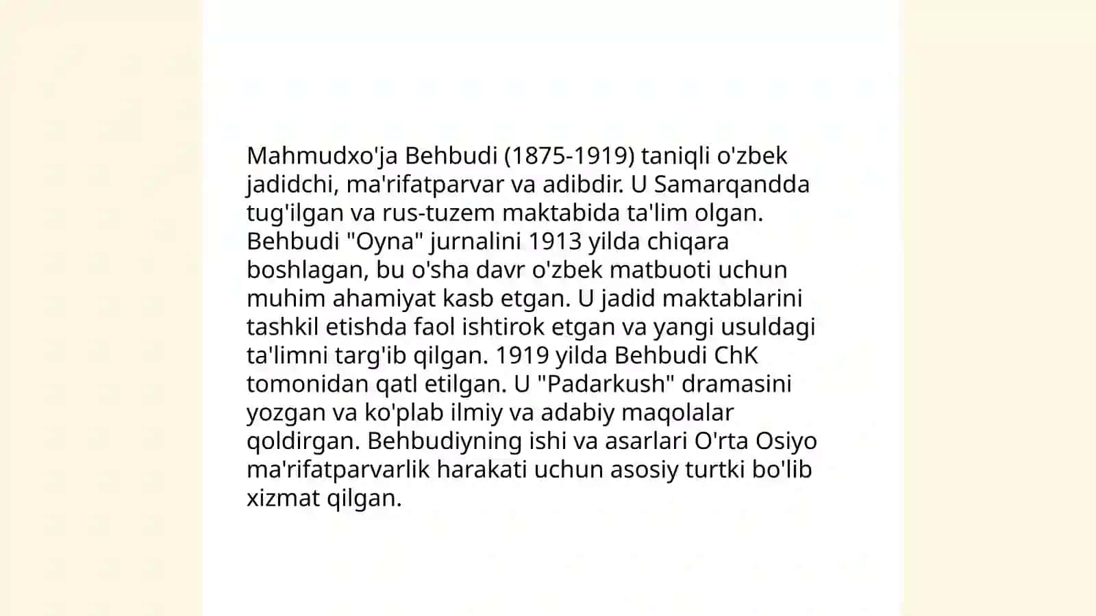 M.Behbudiyning “Yoshlarga murojaat” va “Muhtaram yoshlarga murojaat” maqolalarini tahlil etish va taqdimot tayyorlash 3