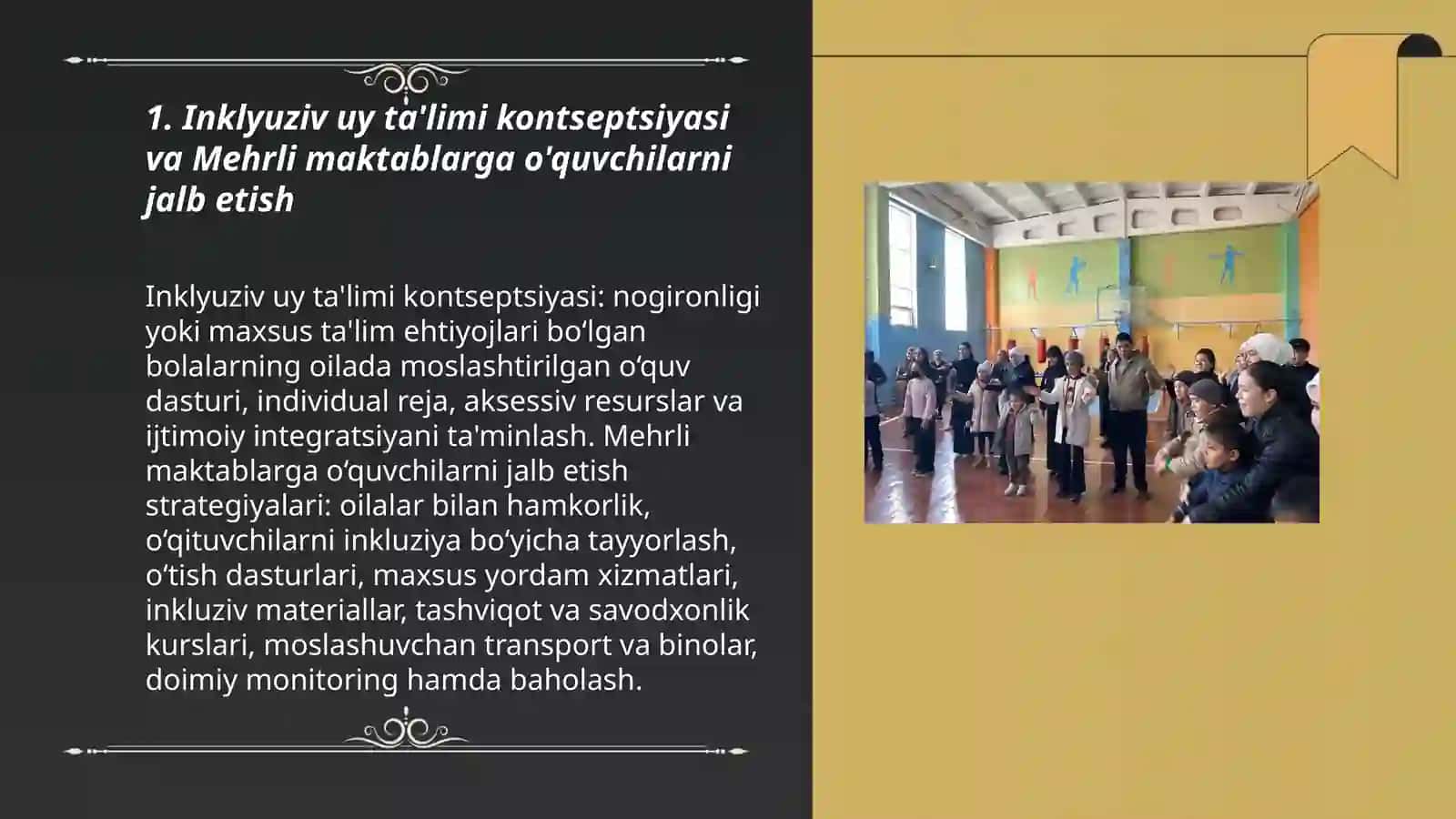 Inklyuziv uy ta'limi va "Mehrli maktab" larga bolalarni jalb etish 3