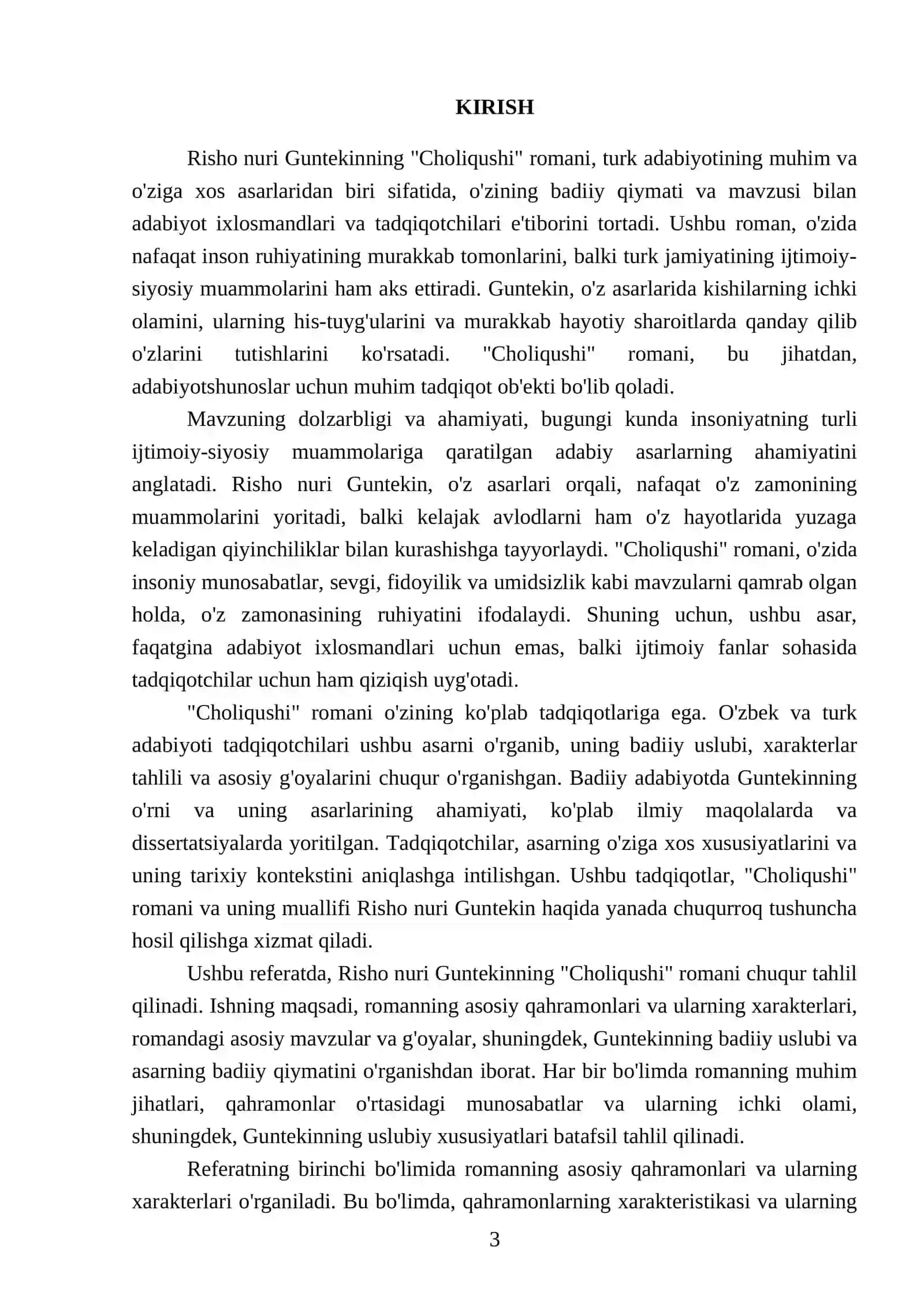 Risho nuri Guntekin "Choliqushi" romani 3