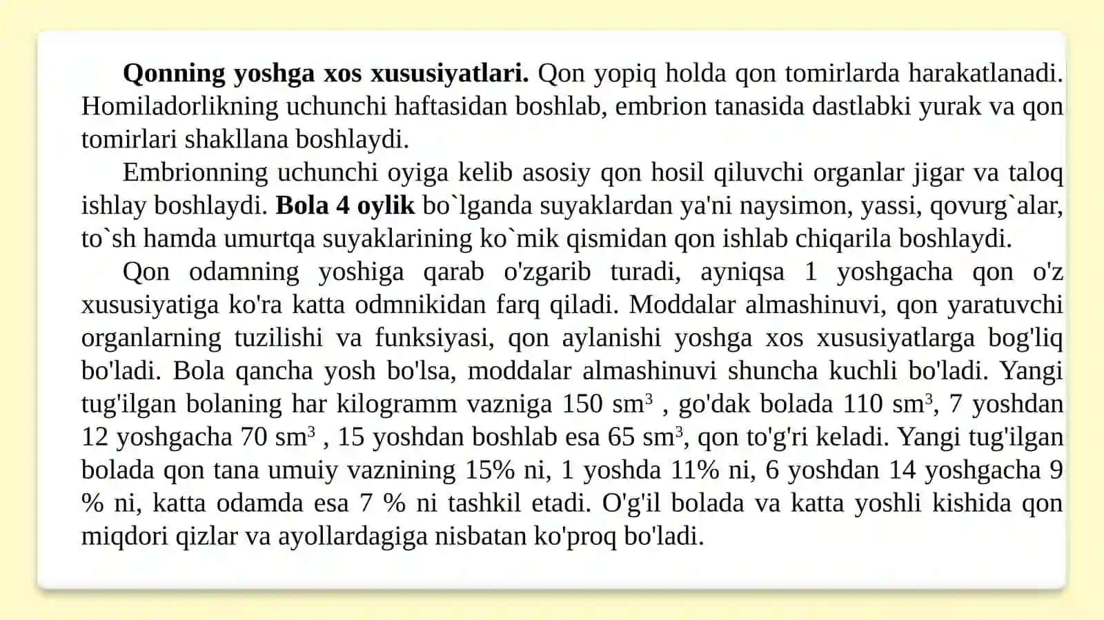 Qon va qon aylanish tizimining yosh xususiyatlari va gigiyenasi 3