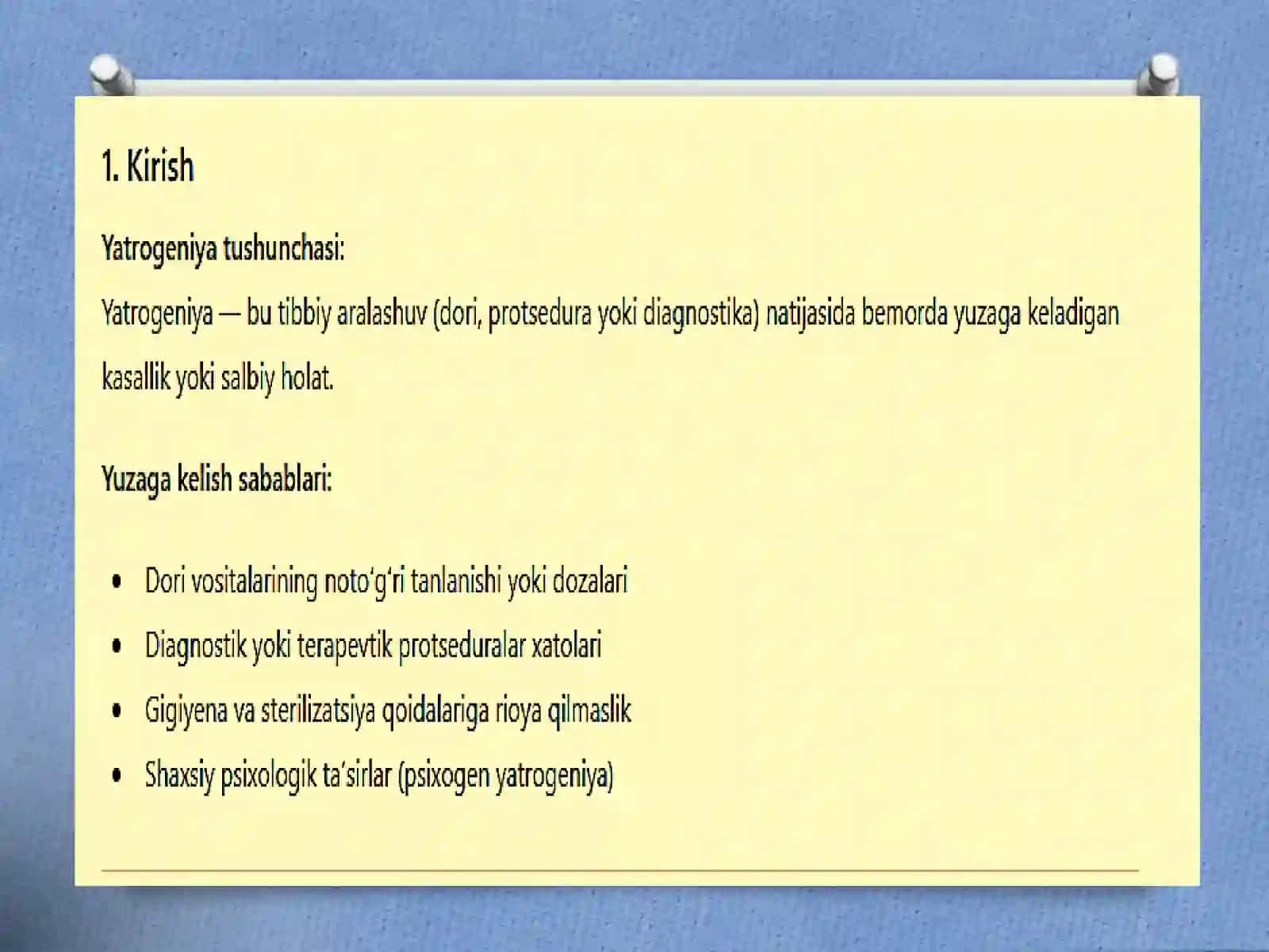 YATROGEN PATOLOGIYALAR. REANIMATSION PATOLOGIYALAR 3