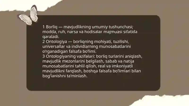 Borliq falsafasi. Ontologiya 3