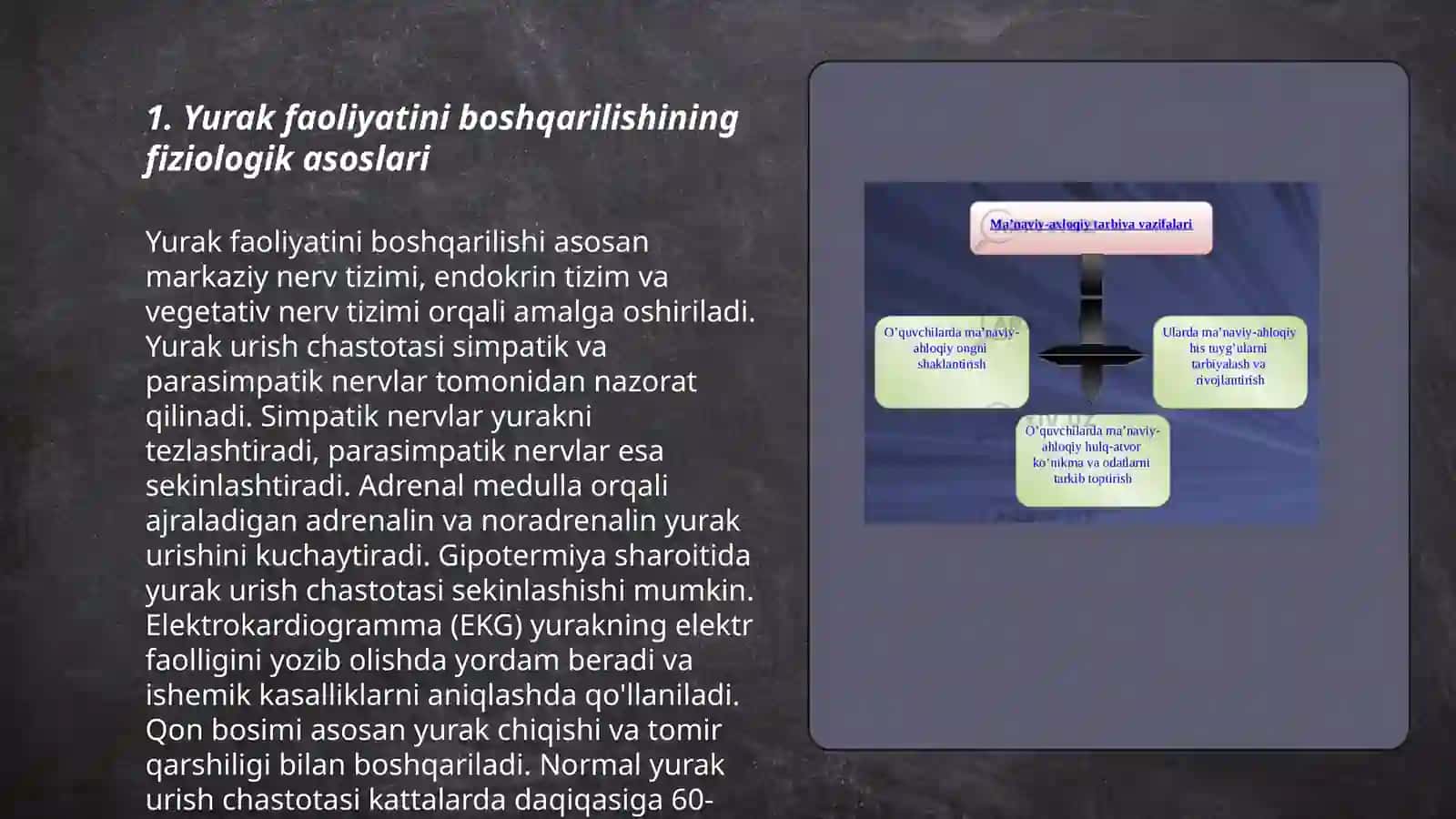 Yurak faoliyatini boshqarilishining oʻziga xosligi 3