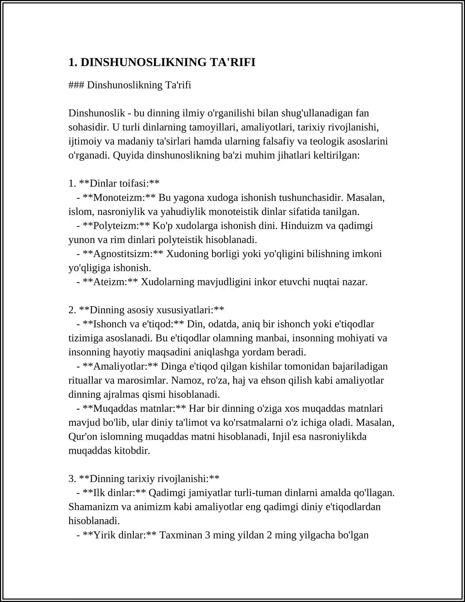 DINSHUNOSLIKNING FAN SIFATIDA SHAKLLANISHI PREDMETI, FUNKSIYALARI,KATEGORIYALARI 3