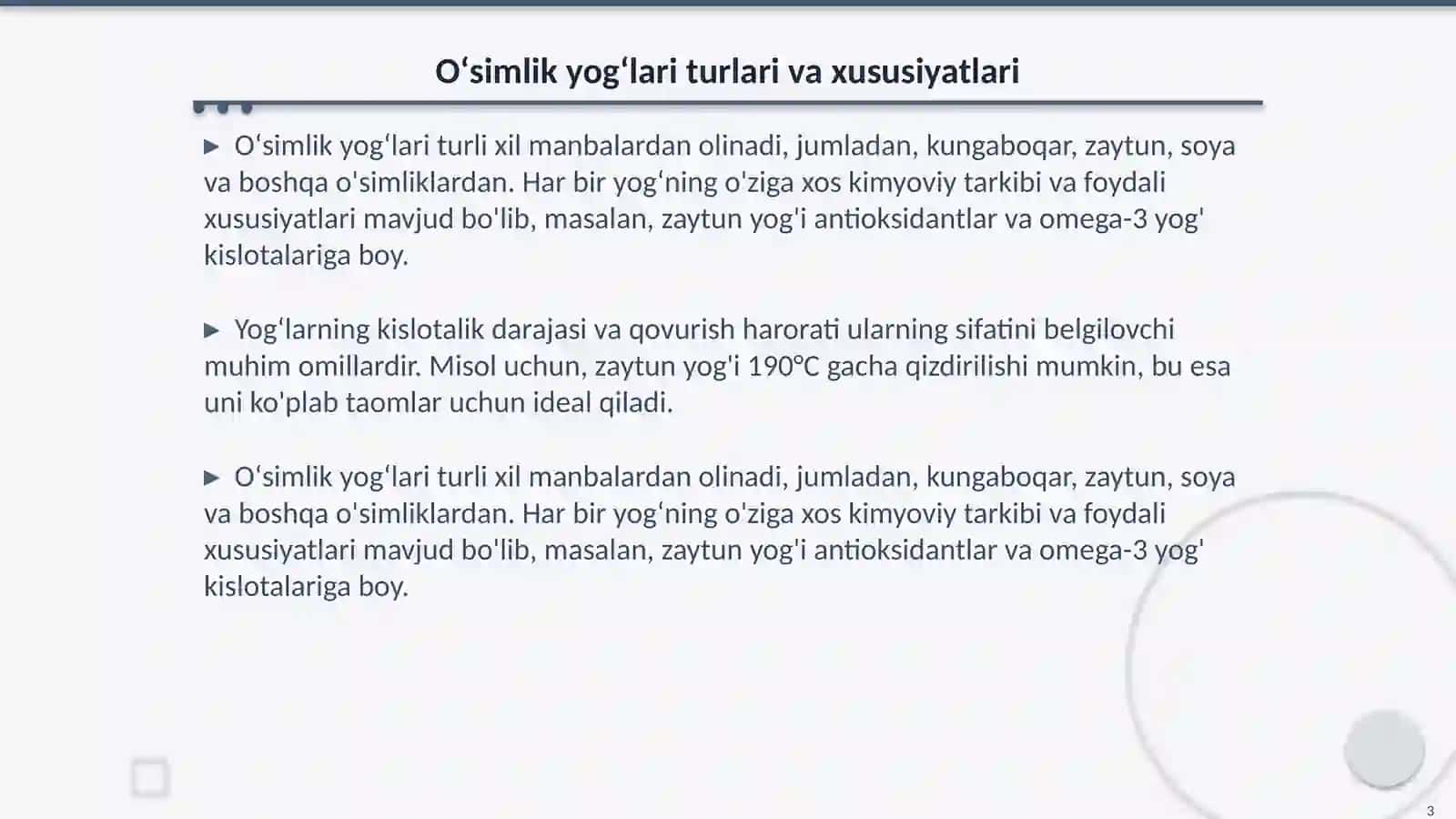 Oʻsimlik yogʻ moy mahsulotlariga tegishli standartlar 3