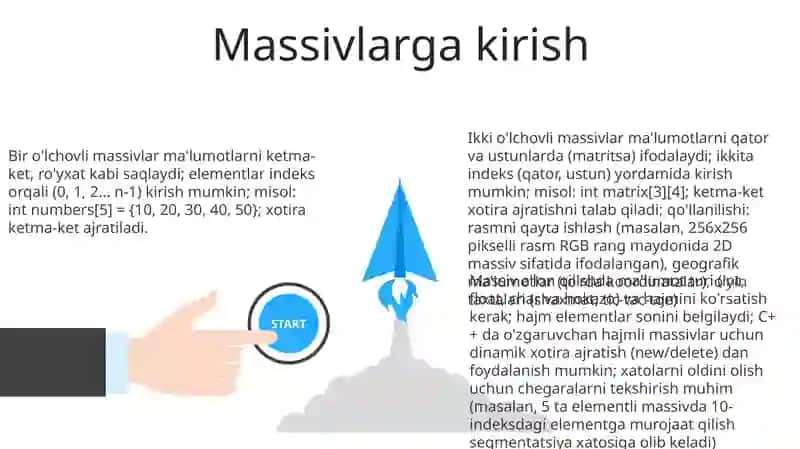 Bir o'lchovli va ikki o'lchovli massivlar 3