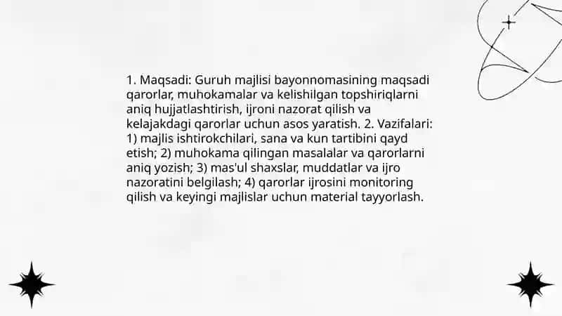 Guruh majlisi bayonnomasini tayyorlash 3