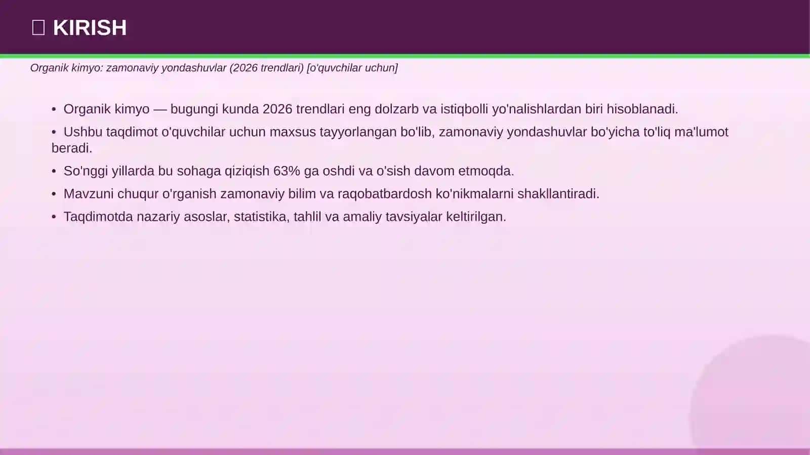 Organik kimyo: zamonaviy yondashuvlar (2026 trendlari) [o'quvchilar uchun] 3