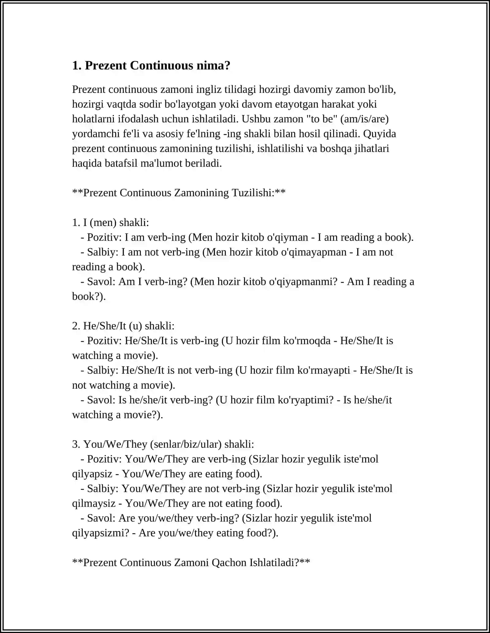 PREZENT CONTINIOUS 3