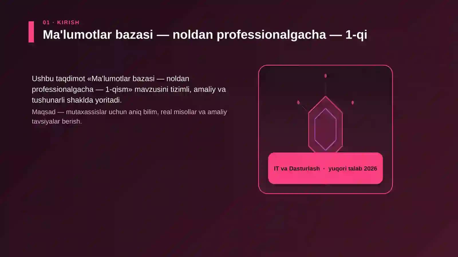Ma'lumotlar bazasi — noldan professionalgacha — 1-qi 3