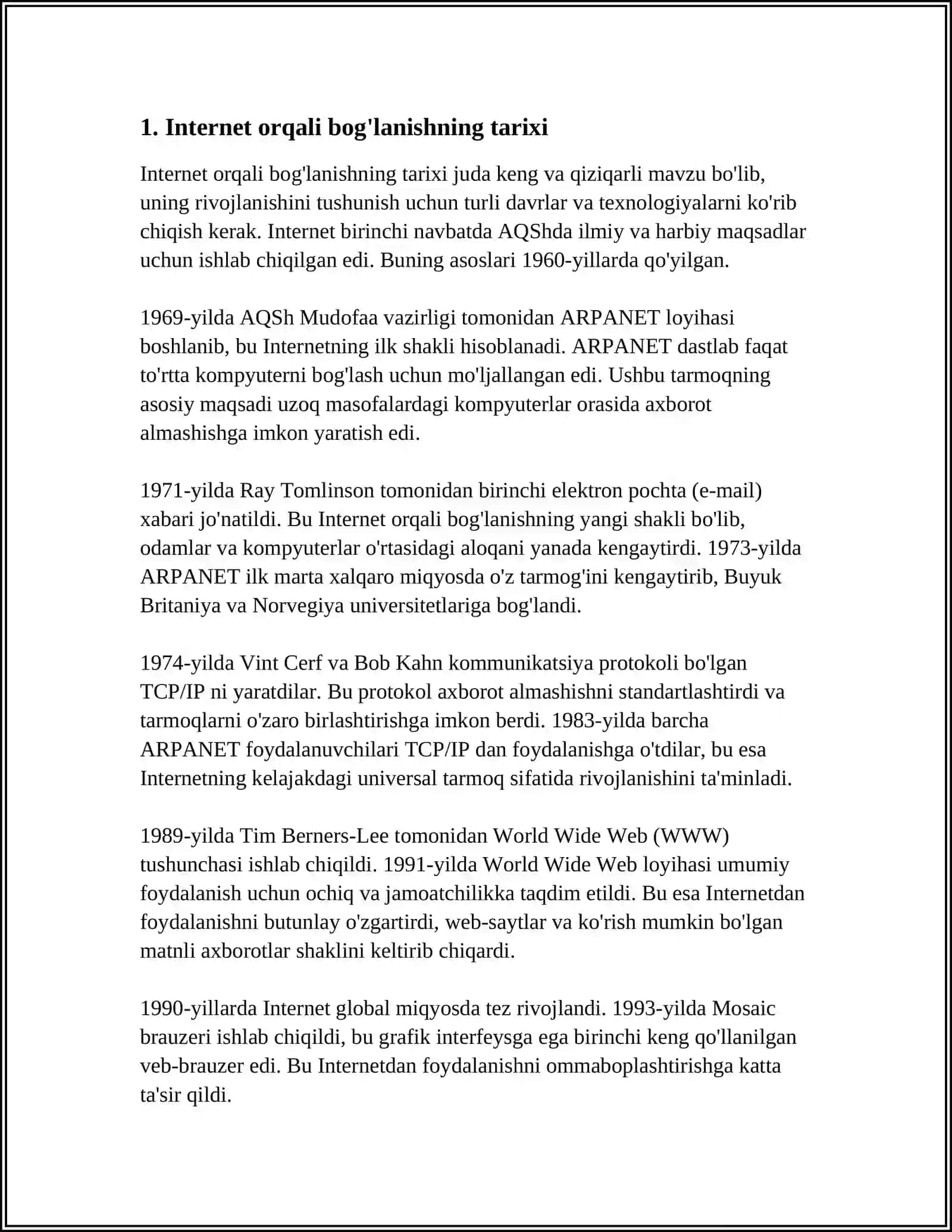 INTERNET ORQALI BOGLANISH HAM UNING AHAMYATI 3