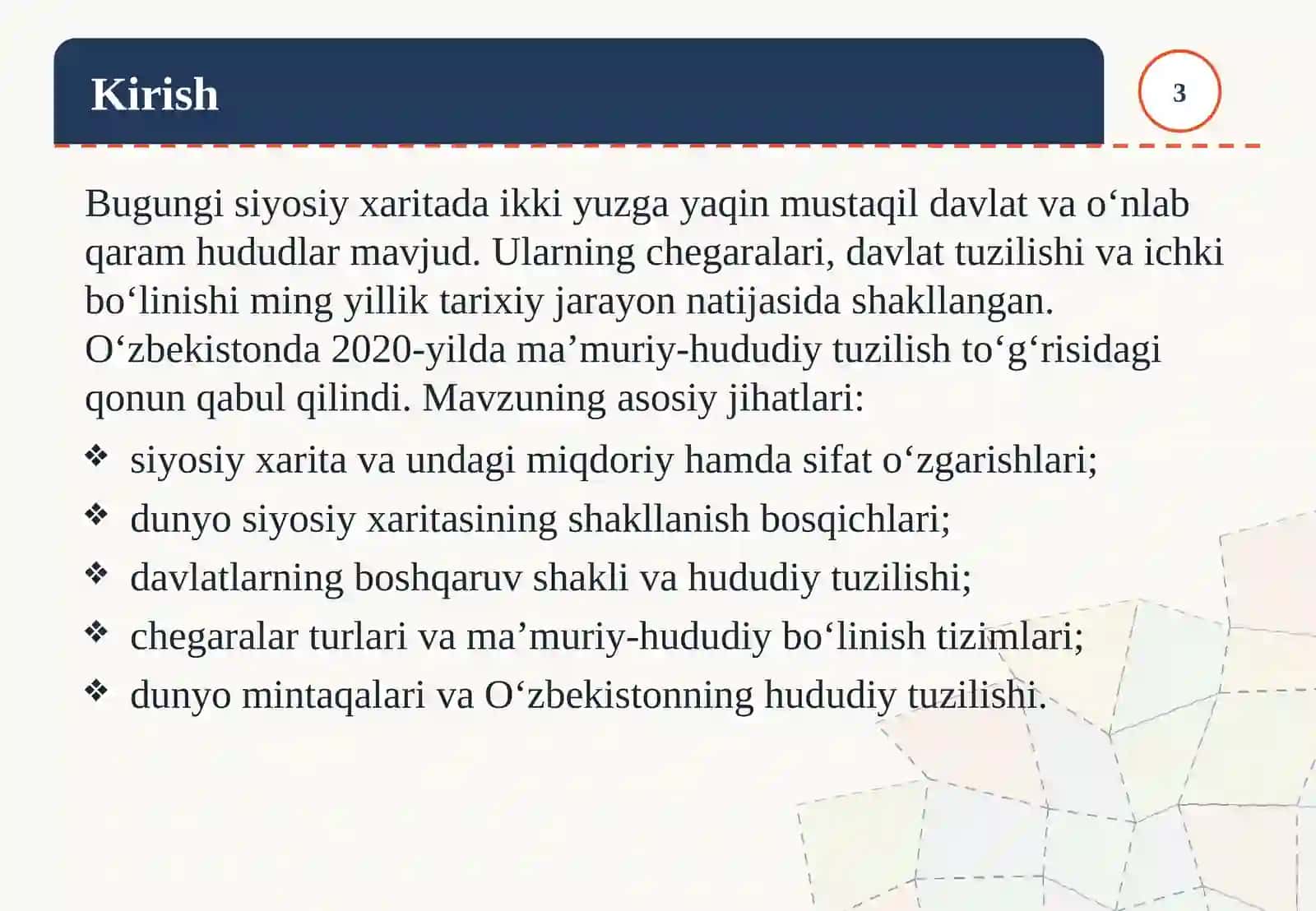 Jahon mamlakatlarining hududiy bo‘linishi 3