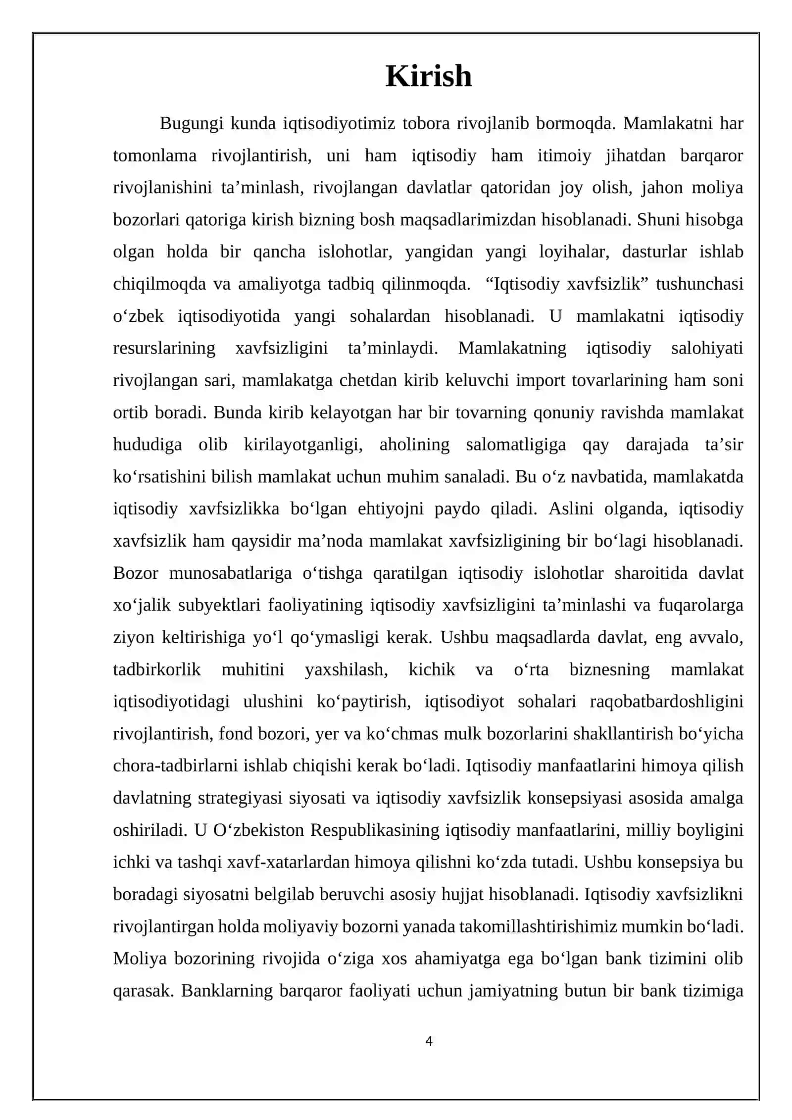 “SHAXSNING ERKINLIKLARI VA IQTISODIY MUSTAQILLIGI” MAVZUSIDAGI KURS ISHI 3