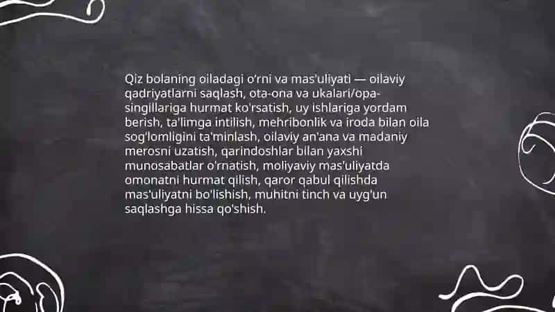 Qiz bolaning oiladagi oʻrni va uning xulq-odobi 3