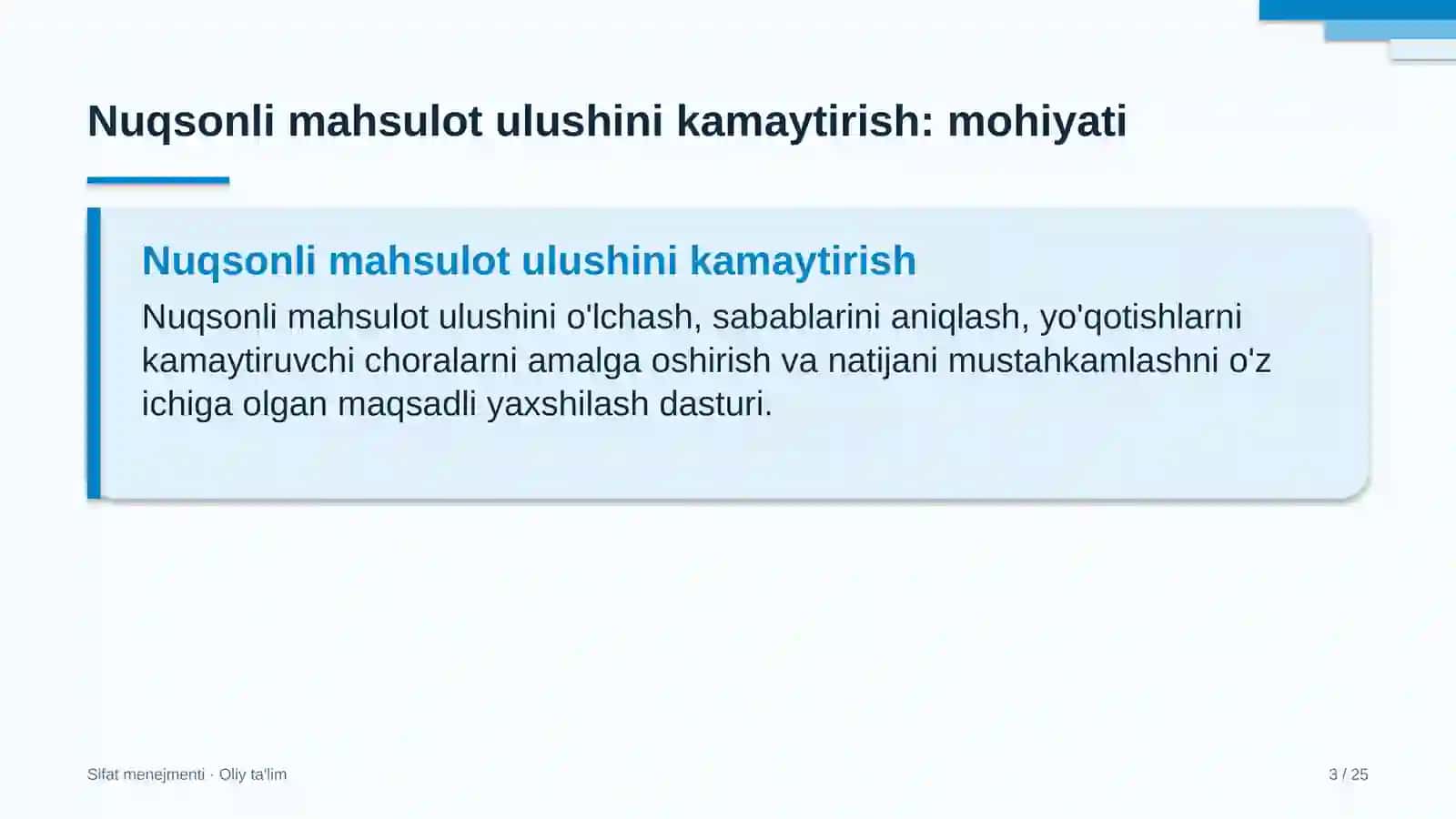 pediatriyada nuqsonli mahsulot ulushini kamaytirish dasturini amalga oshirish 9053 3