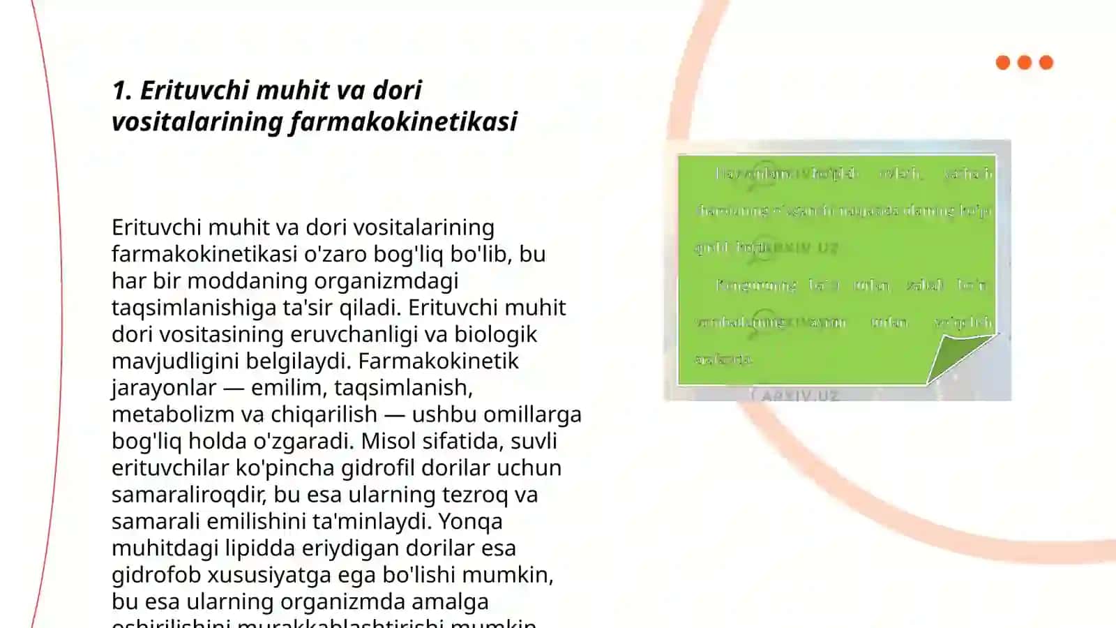 Erituvchi muhiti va uni dori vositalarining biosamaradorlikka ta'siri 3