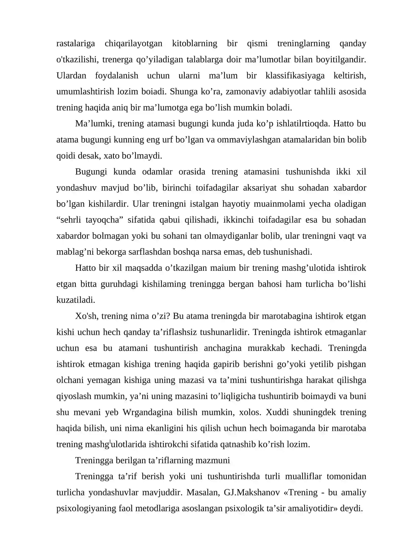 Psixologik trening asoslari faniga kirish. Psixologik trening haqida umumiy tushuncha 3
