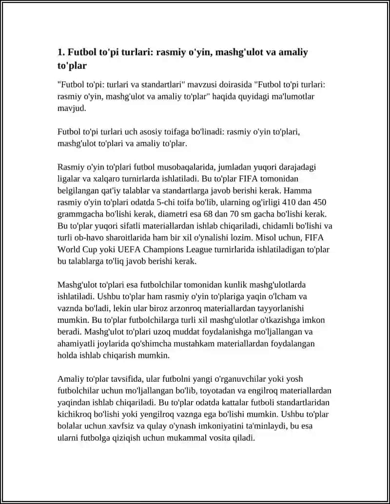 Futbol to'pi: TURLARI VA STANDARTLARI 3