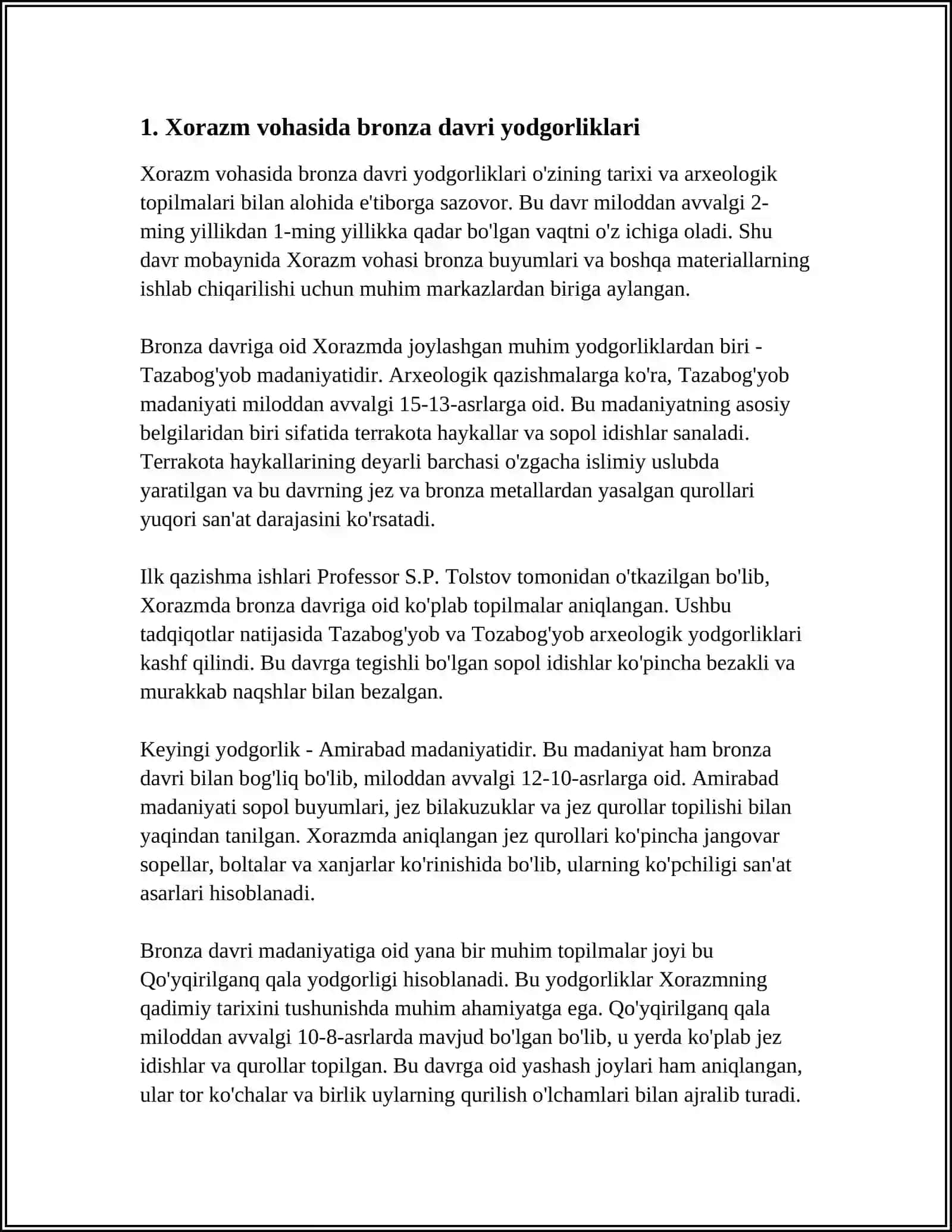 XORAZM VOHASI BRONZA VA ILK TEMIR DAVRI ARXEALOGIYASI 3