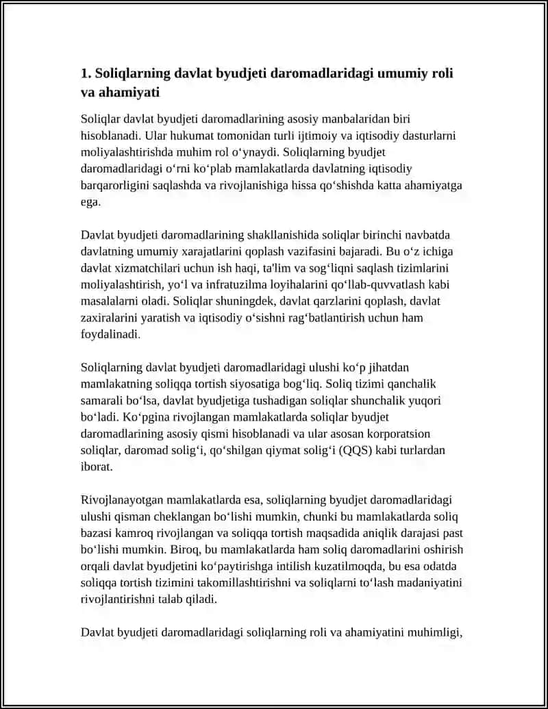 DAVLAT BYUDJETI DAROMADLARINI SHAKLLANTIRISHDA SOLIQLARNING TUTGAN OʻRNI 3
