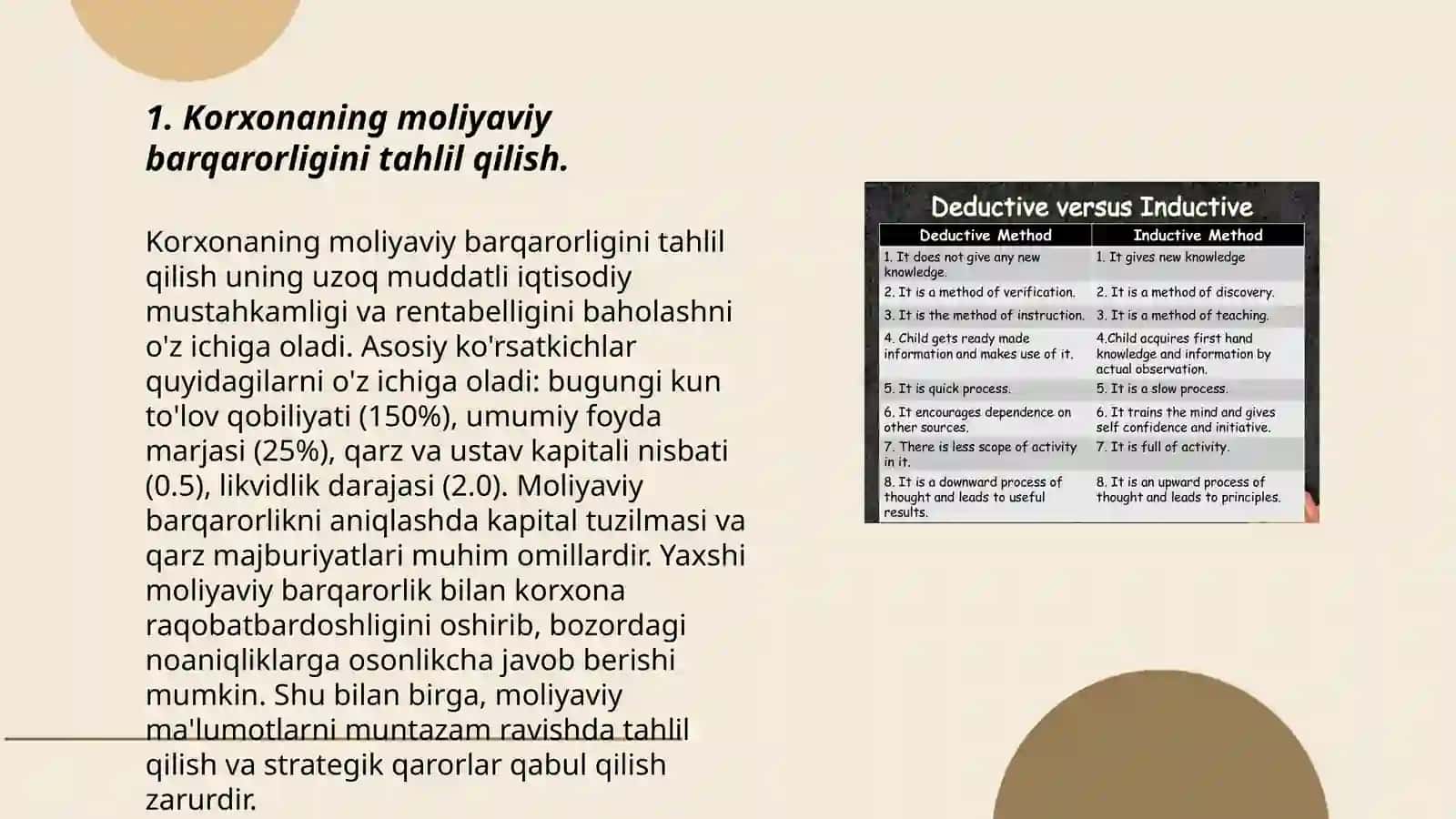 Korxonaning xoʻjalik faoliyati tahlili qilishga kompleks (yigʻma) va sistemali (tizim) yondoshish usullari 3