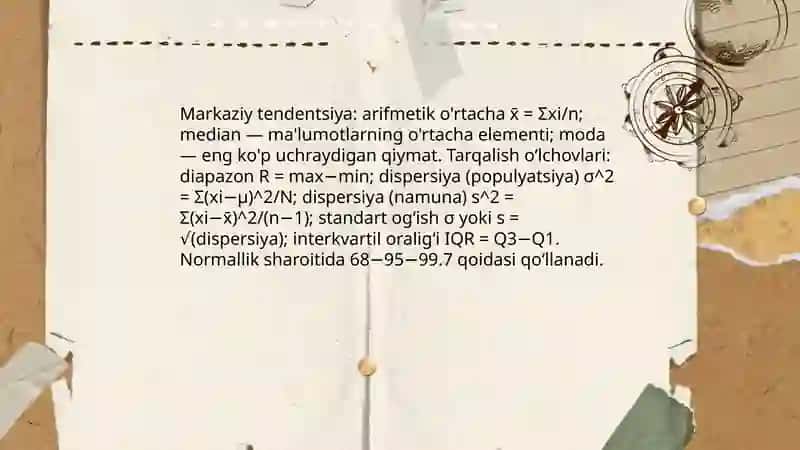 Statistik, korrelyatsion va regressiv taxlilmetodlari 3