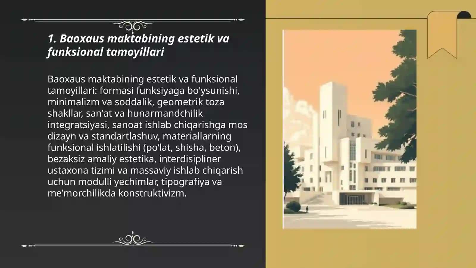 DIZAYN maktablari- Baoxaus uslubi va maktabi... XX asr rus Ishlab chiqarish san'ati nazaryasi va amaliyoti.VXUTEMASning VXUTEINga aylanishi 3