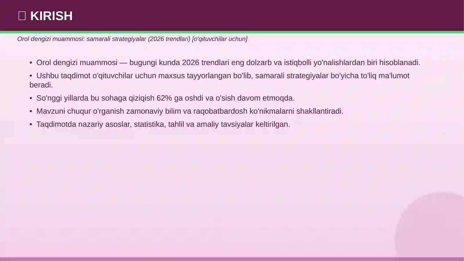 Orol dengizi muammosi: samarali strategiyalar (2026 trendlari) 3
