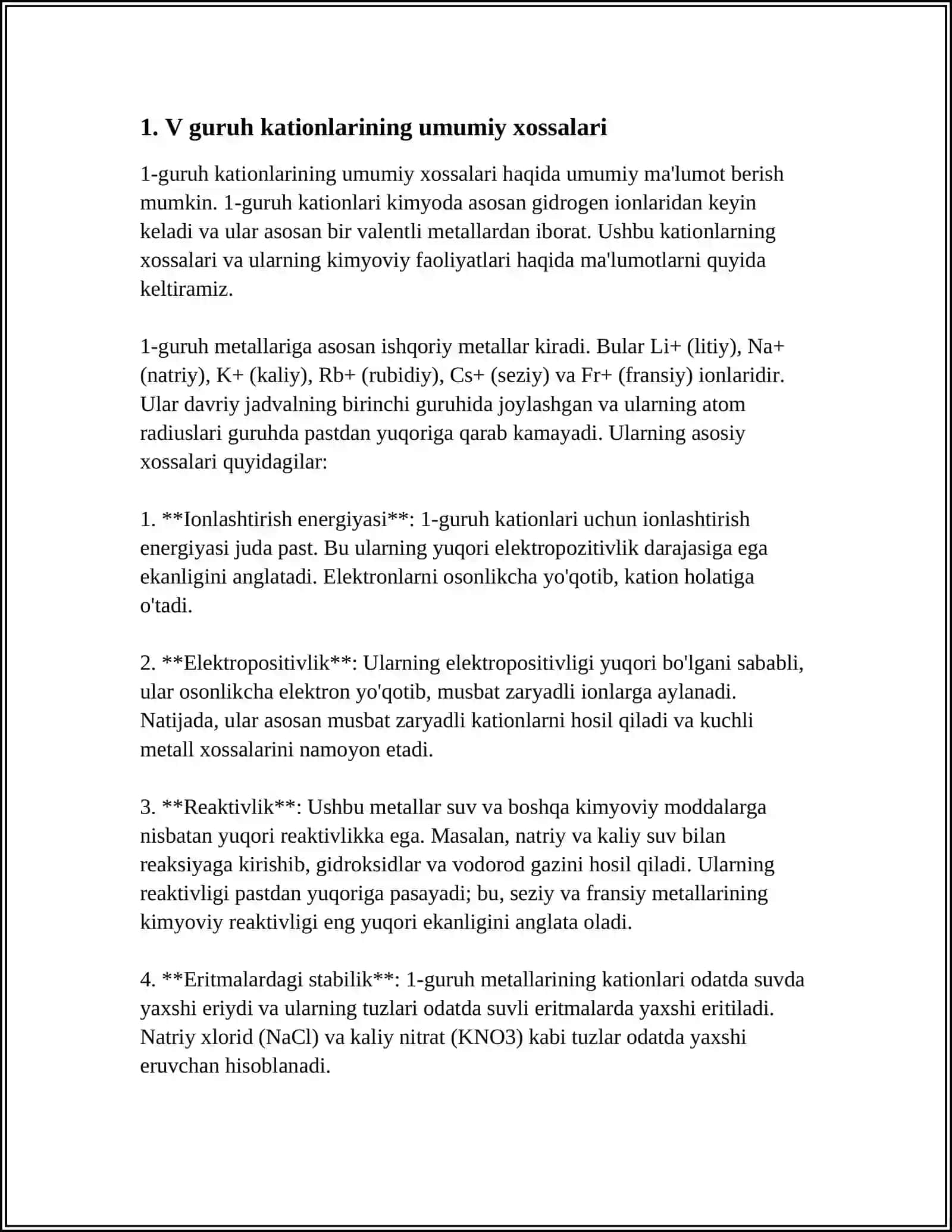 V GURUH KATIONLARI SIFAT ANALIZI VA ARALASHMASI ANALIZI 3
