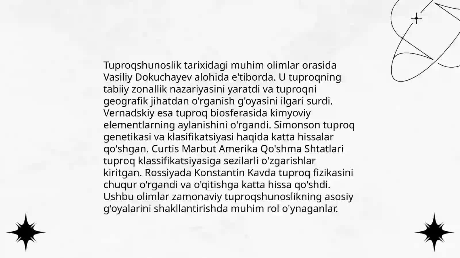 Dunyo tuproqshunos olimlari, yo'nalishi, yutuqlari va muammolarini o'rganish 3