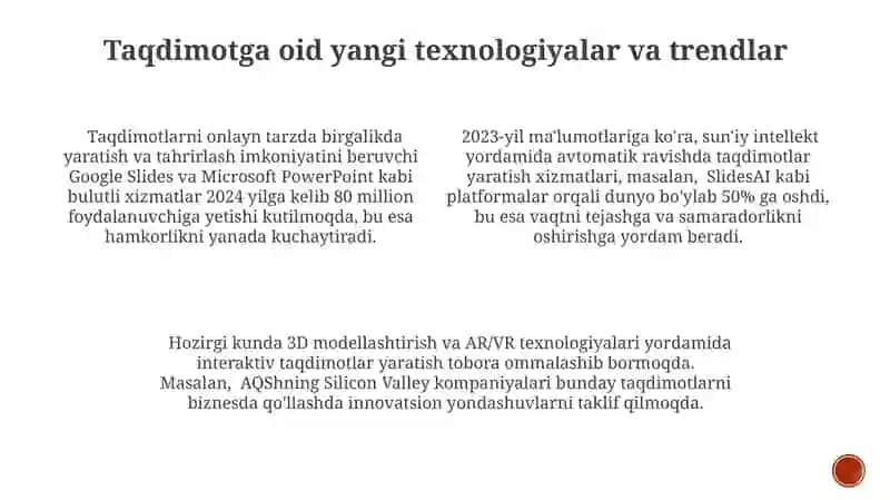 Taqdimotlarni tayyorlash texnologiyalar 3