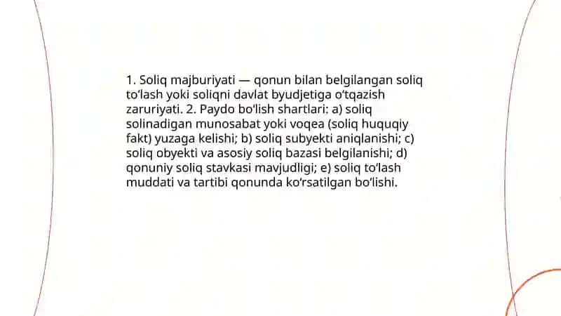 Soliq majburiyatlarini paydo bo'lishi va bajarilish muddatlari 3