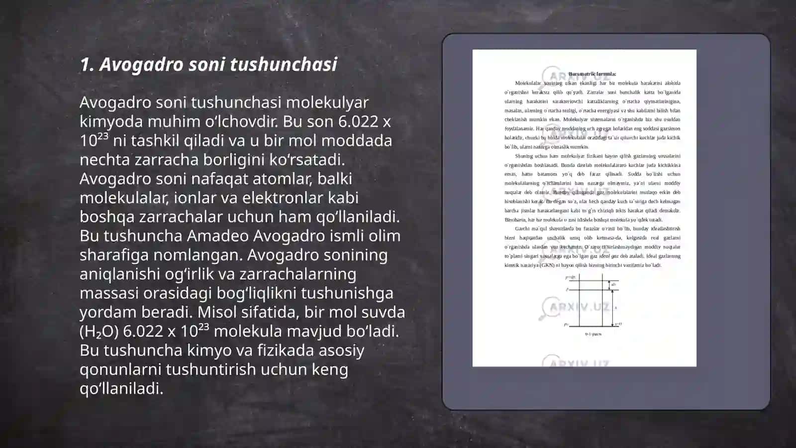 Modda miqdori. Avogadro doimiysi 3