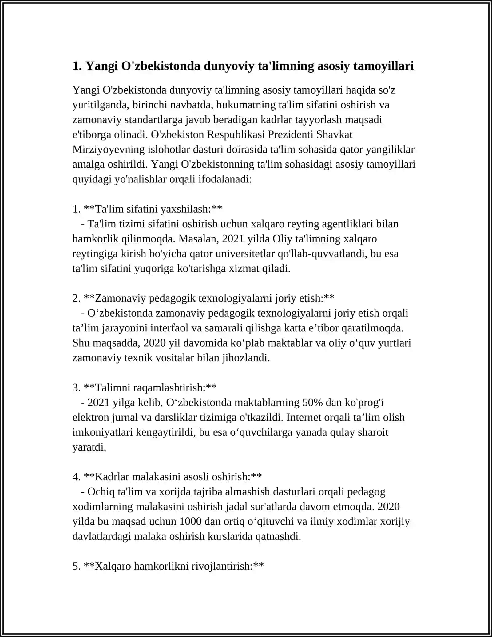 YANGI OʻZBEKISTONDA DUNYOVIY VA DINIY TAʼLIM TARBIYA TAMOYILLARI 3