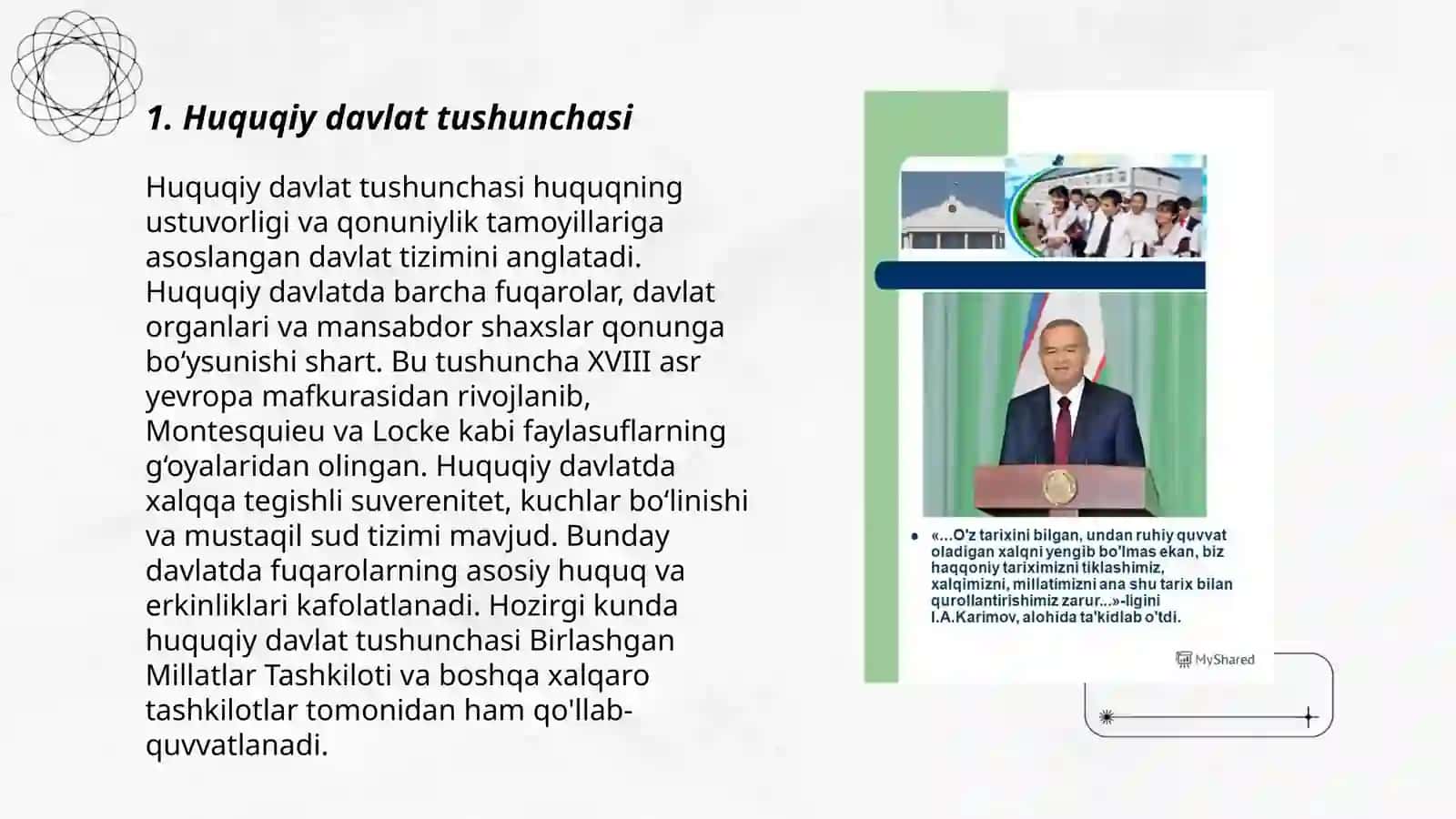 Huquqiy demokratik davlat va fuqarolik jamiyati asoslarining barpo etilishi 3